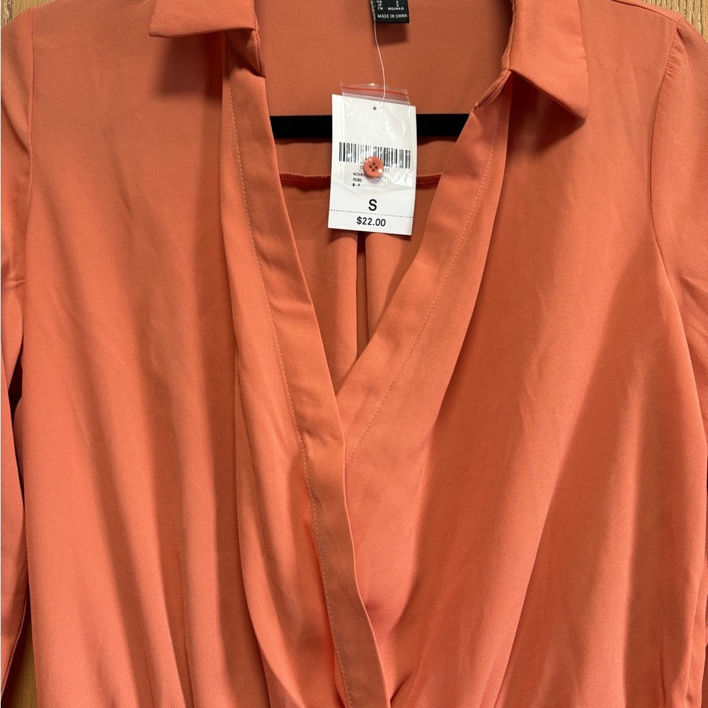 Orange Long-Sleeve Blouse